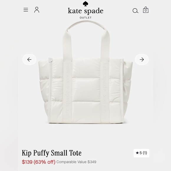 kate spade Handbags - Kate Spade  KIP Cream Puffy Tote Small Brand New With Tags- Ships FREE